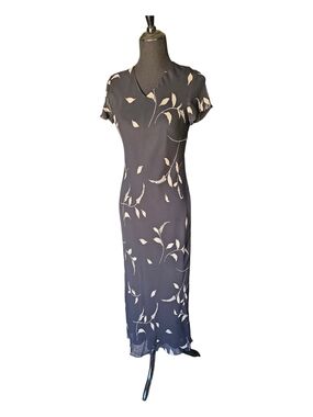 INC International Concepts 100% Silk Midi Dress Size 6 Black Floral Slip 90s Min